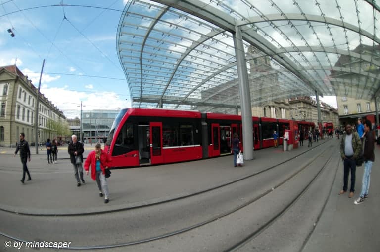 Berne Cental Station Tram with Baldachin Roof - Berne Fisheye
