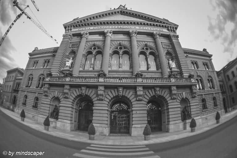 Bundeshaus in B&W - Berne Fisheye