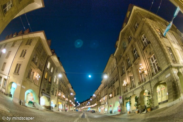 Gerechtigskeitsgasse - Berne Fisheye HDR by Night